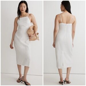 MADEWELL Goldie Midi Dress 100% Linen White Sleeveless Slit Size 6 NWT